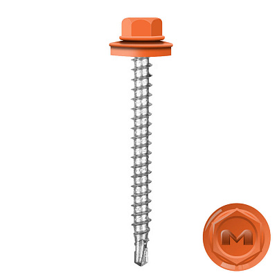 Саморез кровельный DAXMER по дереву RAL2010 Оранжевый 4,8 50мм