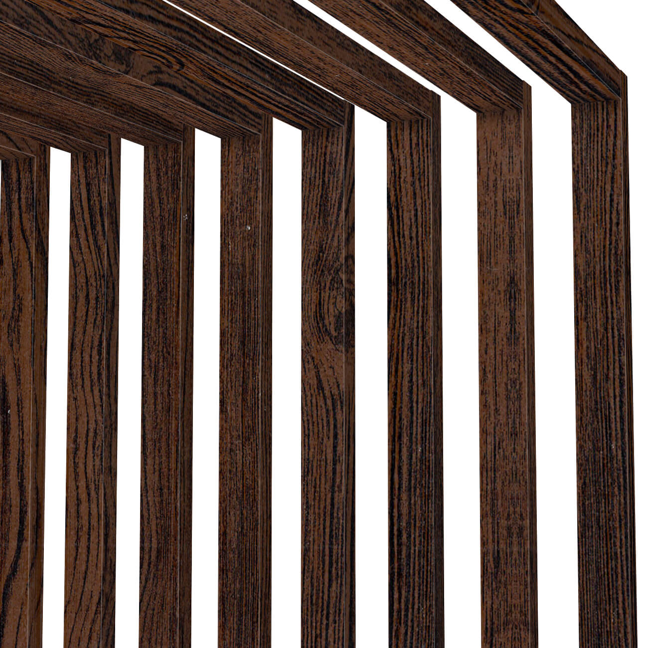 Декоративная рейка 60мм на 37мм под дерево Темный Каштан 3D Принтек на стенах и потолке в сборе