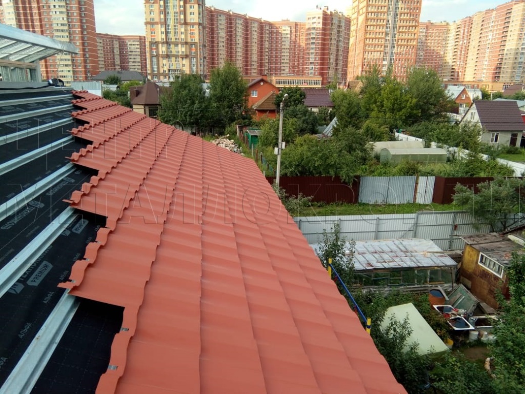 Металлочерепица Геркулес 8004 терракотовый Стальной Бархат от Центра Металокровли в Павлодаре