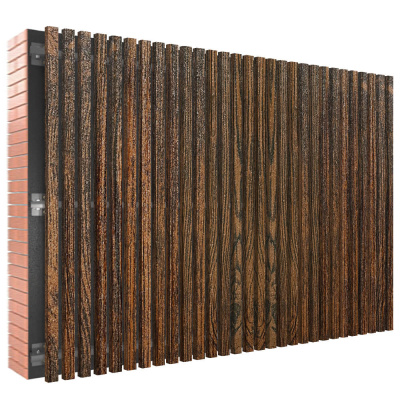 Декоративная рейка металлическая под дерево Античное Дерево 3D Принтек на фасаде в сборе