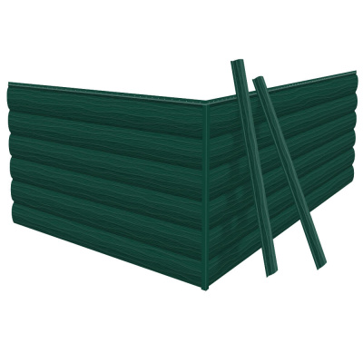 Фото сайдинга металлического (металлосайдинга) царьсайдинга Бревно Рубленое 4Д RAL6005 Зеленый мох для фасада дома